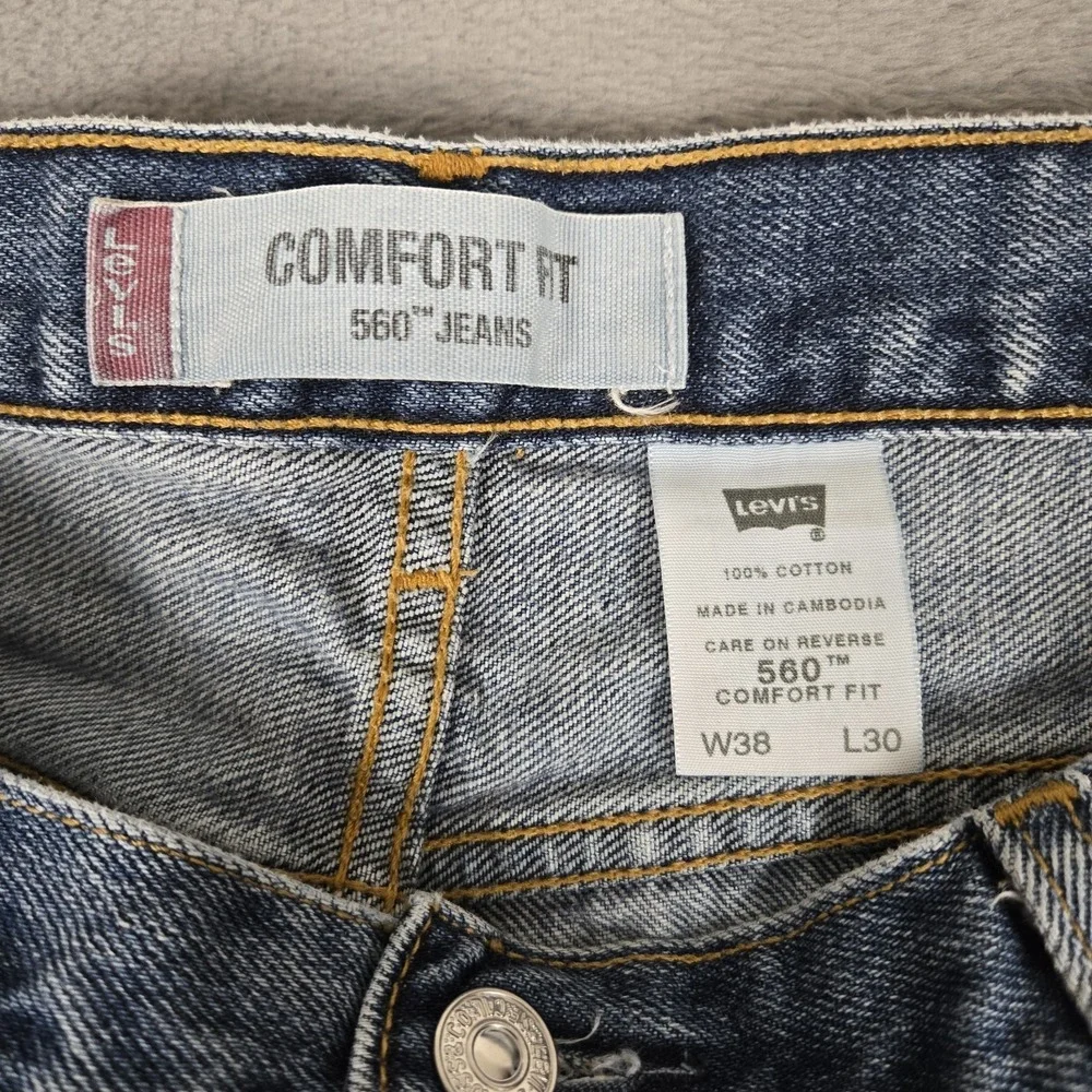 Levis 560 Jeans Mens 38x30 (Fits 36x28) Comfort Loose Fit Tapered Leg‎ Blue Y2K